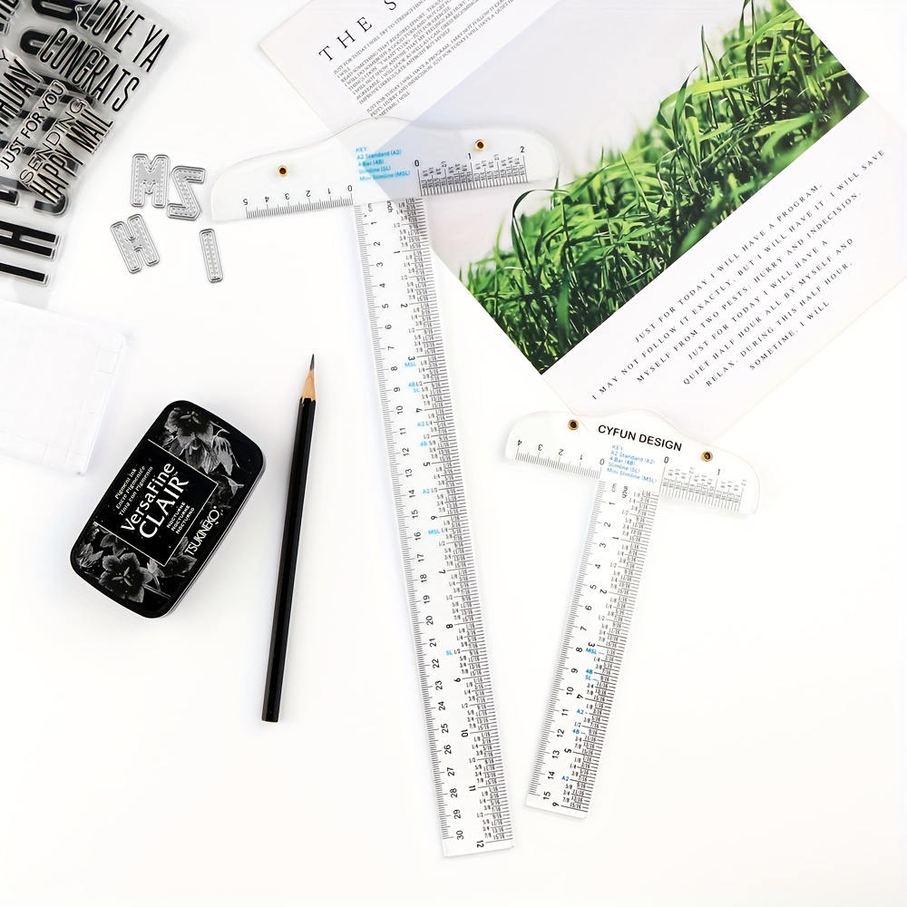Must-have 12 Clear Acrylic T-Square Ruler for Drawing Lines Stamps  Alphabets Die Cut Alignment DIY Craft Making Tools 2022 NEW