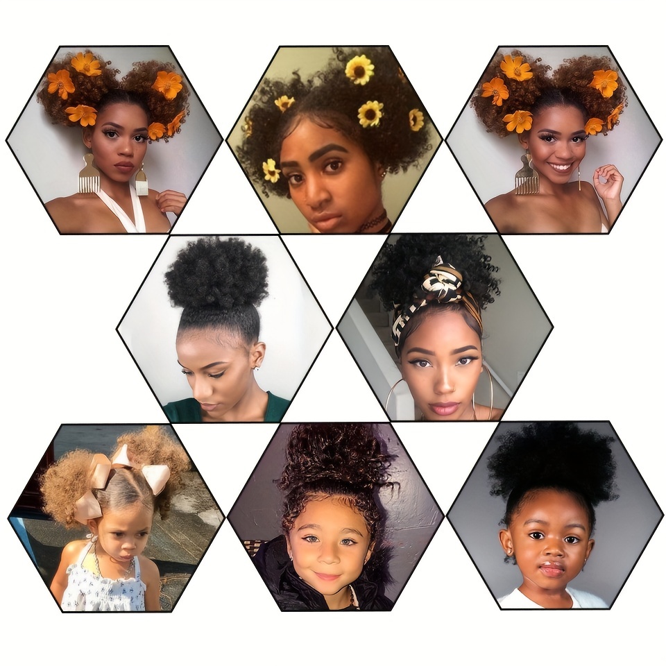 Short Afro Curly Hair Bun Ponytail Extensions
