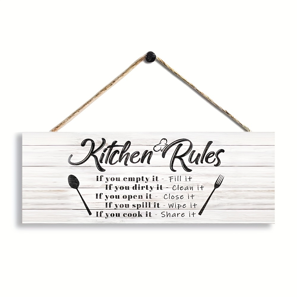 Kitchen Rules Sign - Farmhouse Kitchen Wall Decor