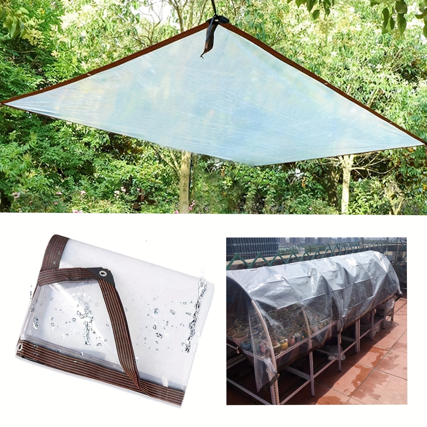  QIAOH Lona de polietileno transparente con ojales de 6.6 x 9.9  pies, lona transparente transparente para plantas, invernadero, techo de  conejera de mascotas, lona impermeable transparente de PVC, resistente a los