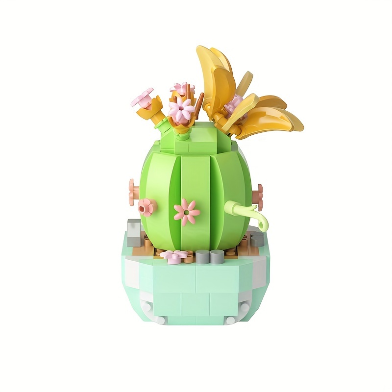 Succulent Potted Cactus Miniature Building Blocks Bouquet - Temu