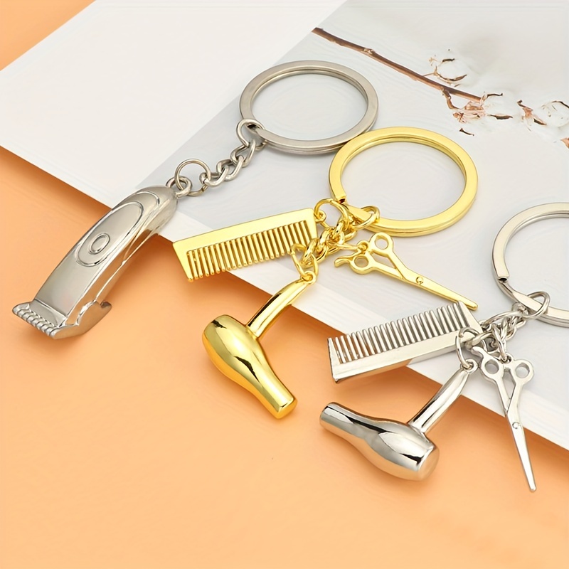 Barber Shop Tools Key Chain Hair Dryer Scissors Comb - Temu