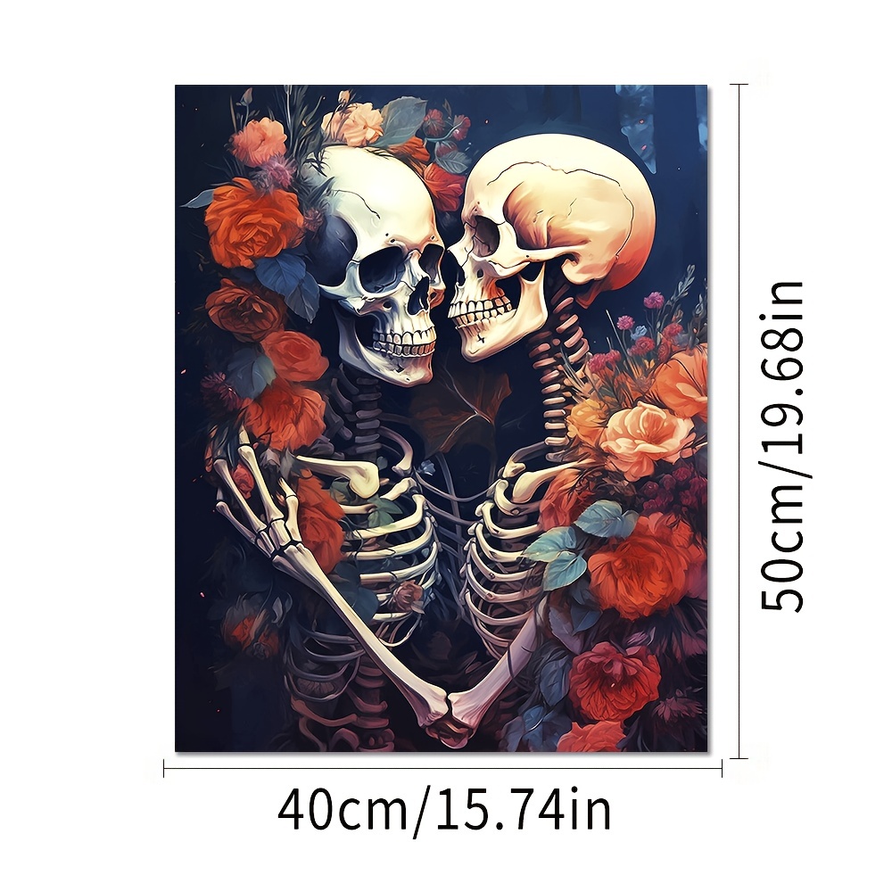 EIBEILI Paint by Numbers Kit for Adults on Canvas, Skull with Floral Color  by Numbers Painting Kits for Kids Beginner Oil Painting Kits Drawing DIY