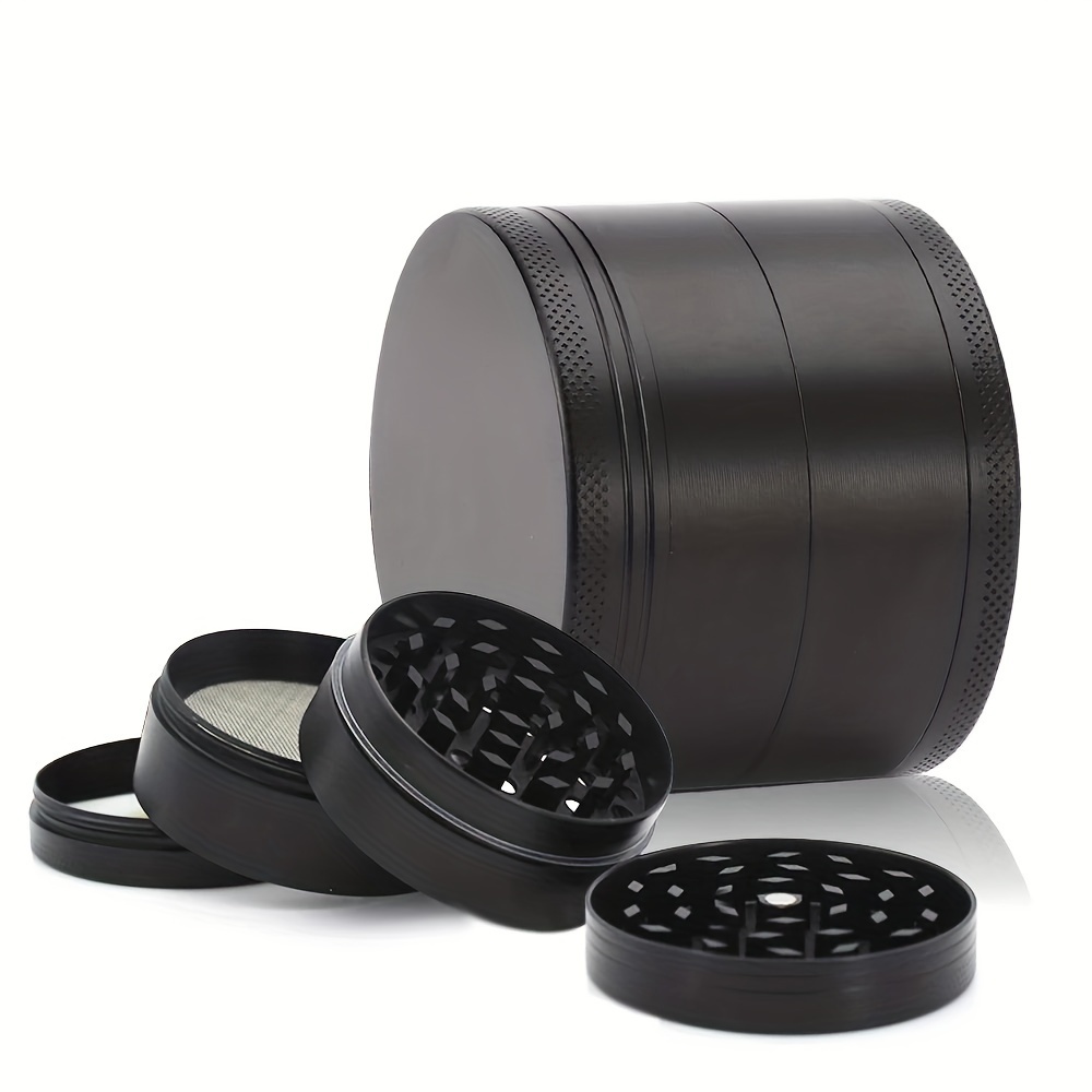 Black 4-layer Zinc Alloy Herb Crusher Grinder With Mill Handle