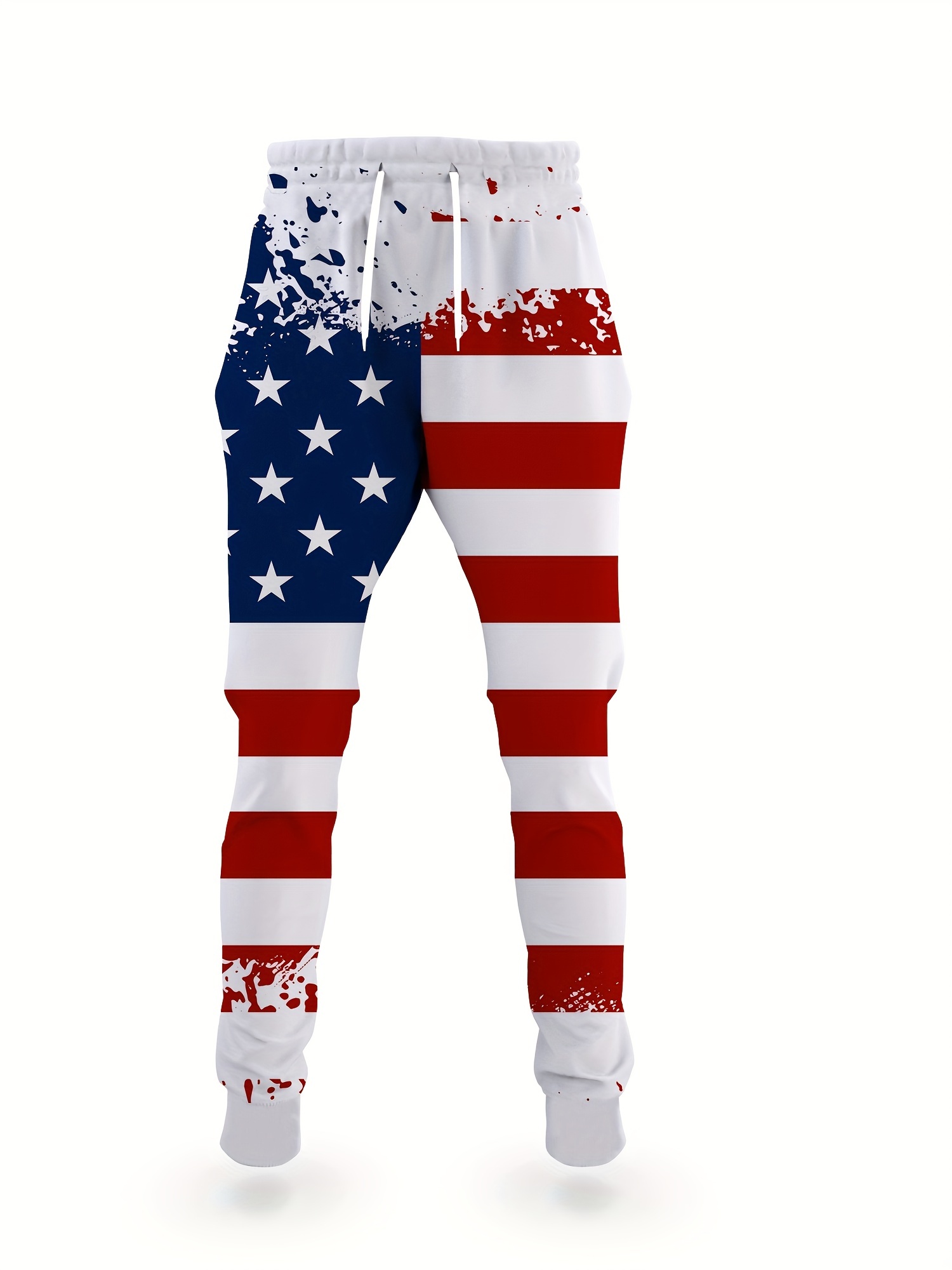 2pcs Men's Novelty Pajamas Loungewear Set, American Flag Pattern 3D Print  Men's Drawstring Long Sleeve Hoodie Sweatshirts & Pants, Men's Trendy