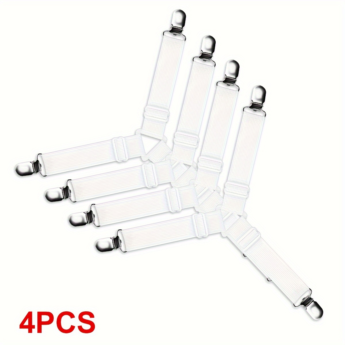 4pcs Bed Sheet Fasteners, Adjustable Triangle Elastic Straps Clips