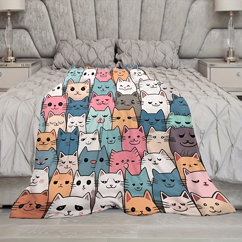 1pc Cat Throw Blanket, Funny Cat Gifts For Cat Lovers, Cat Memorial Gifts,  Cat Lover Gifts For Women Girls, Cat Themed Blanket Gifts, Cat Woman Gifts