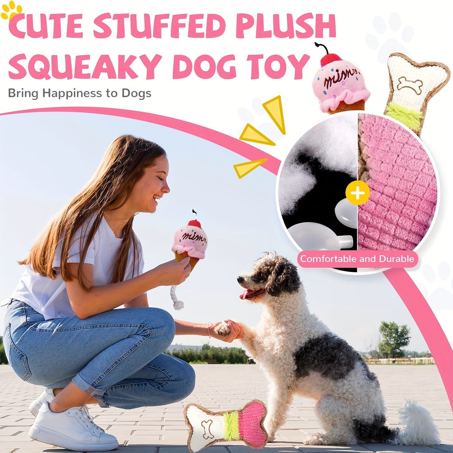 3 Packs Squeaky Latex Dog Toys for Puppies, Chew Toys with