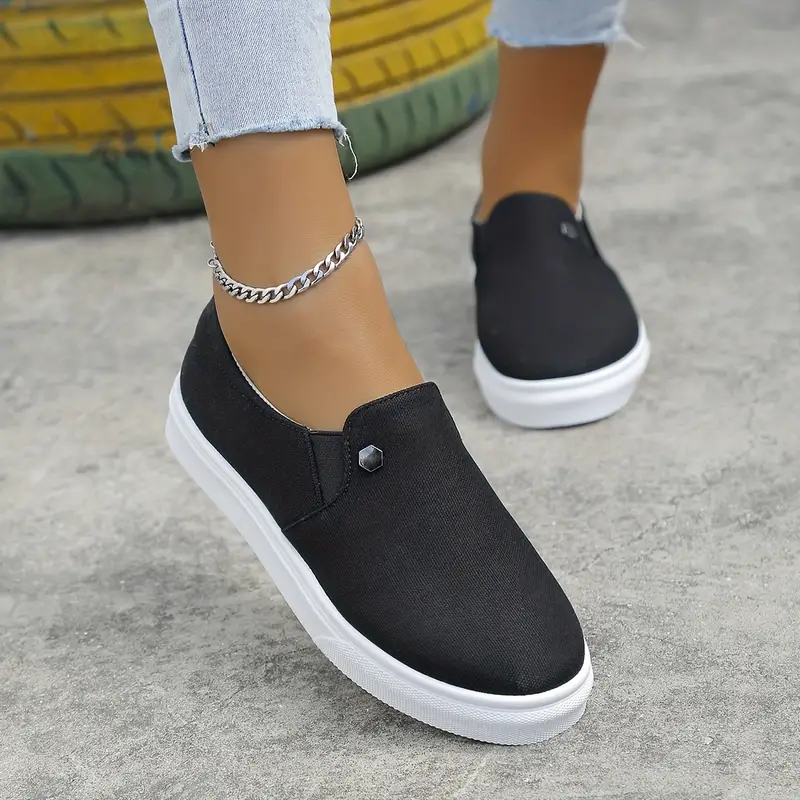 Zapatos Minimalistas De Color Sólido Para Mujer, Zapatos De Lona