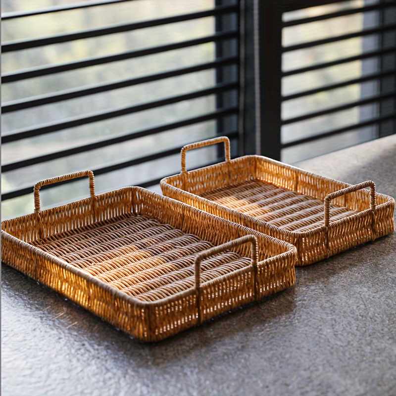 Plastic Rattan Wicker Easter Bread storage Basket Serving Tray - China  Rattan Storage Baskets and Serving Restaurant Baskets Tray price