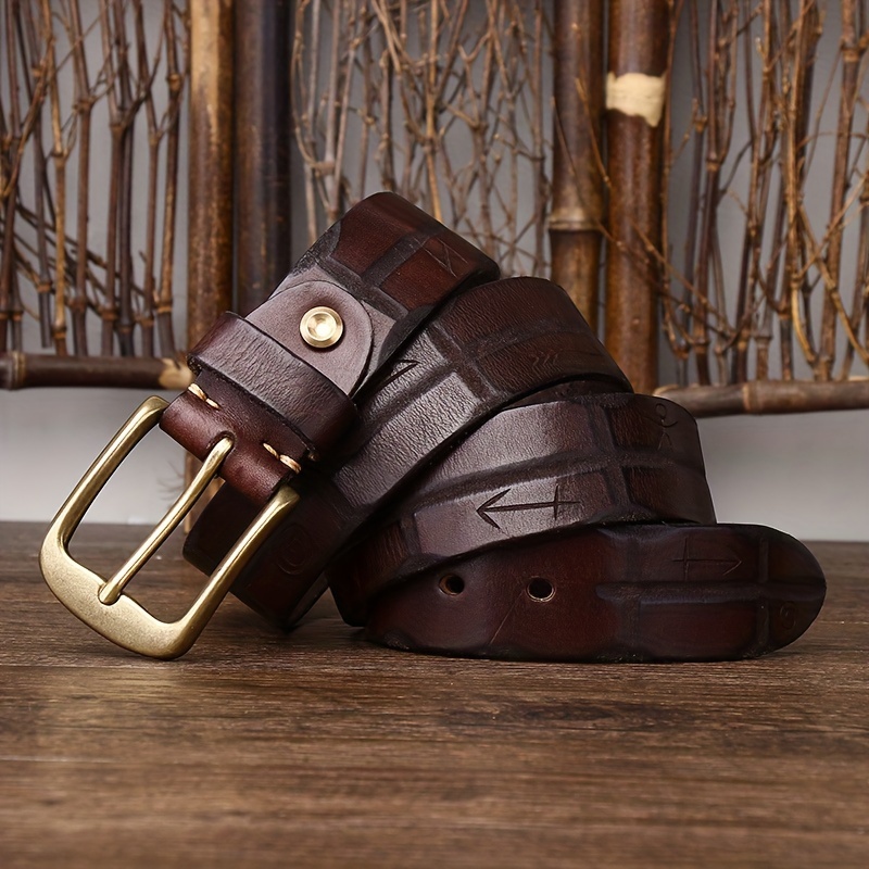 Retro Genuine Leather Belt Men's Versatile Pants - Temu United Kingdom