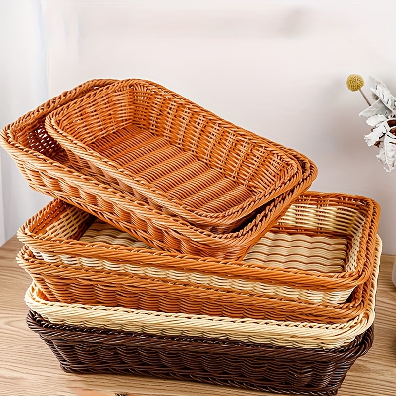 Rattan Rectangular Storage Basket for Fruit and Vegetables