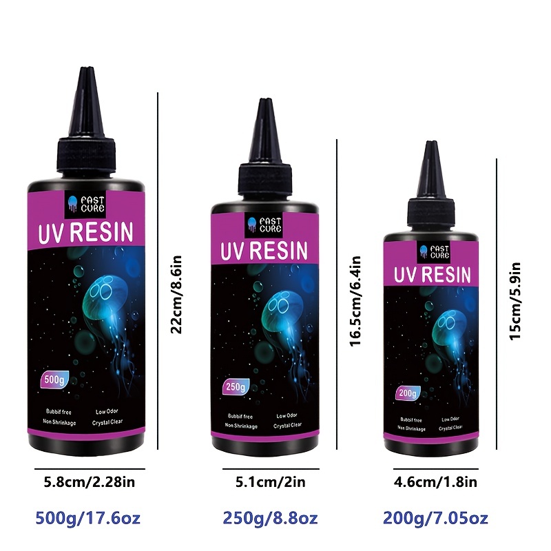 Resina UV | 7.0 oz (200 g) | Transparente | Sin olor | No tóxico | Epoxi de  fundición de curado ultravioleta | Uñas de gel | Pegamento | Resina