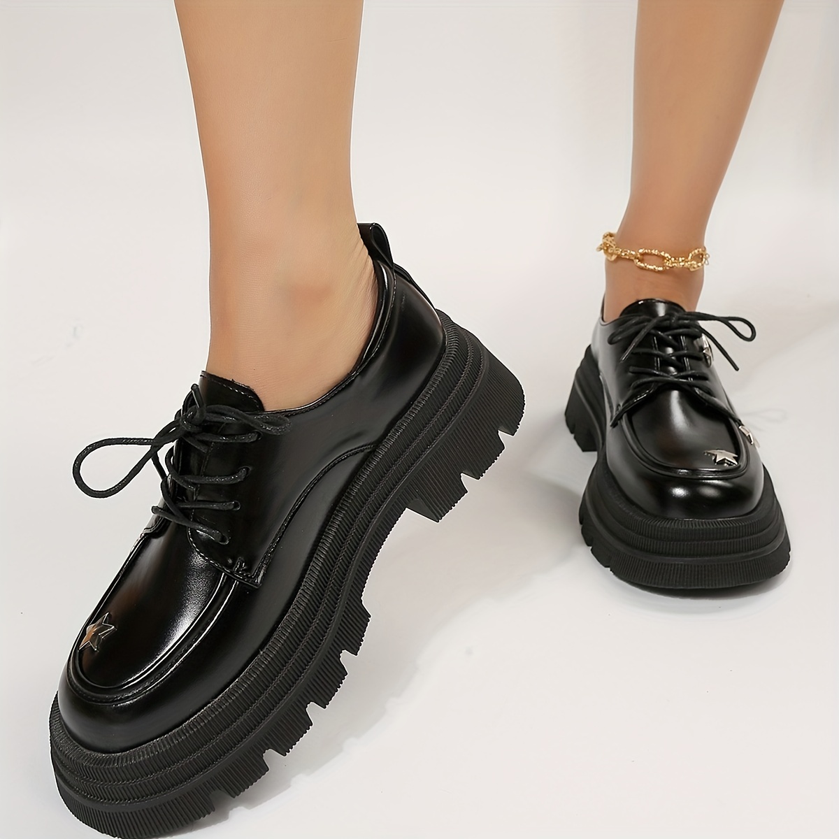 【PORTERNA】London lace-up loafers Amazon.com | Women's Patent Leather Platform Chunky Loafers