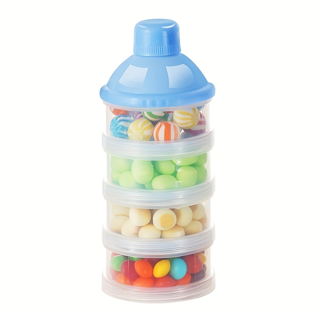 4 Layers Baby Milk Powder Formula Dispenser,Non-Spill Stackable Baby Snack  Storage Container with Handle, BPA Free，Twist-Lock On-The-Go for Travel，Green  
