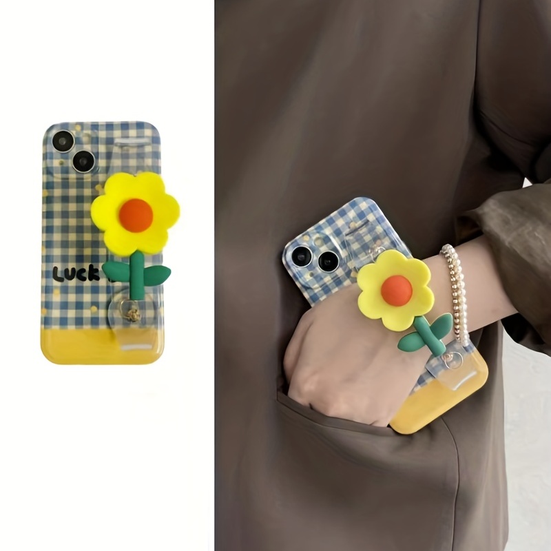 Ins New Popular Summer Floral Wristband Phone Case with Lanyard for iPhone  14