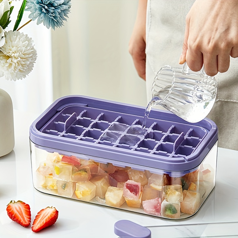 Ice Cube Molds & Trays with Bin and Lid ,Ice Cube Storage Set with