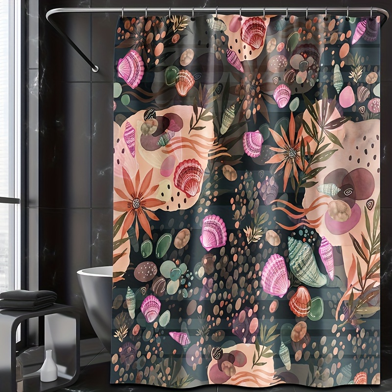 Flower Shower Curtain Colorful Boho 12 Hooks Vintage Floral - Temu