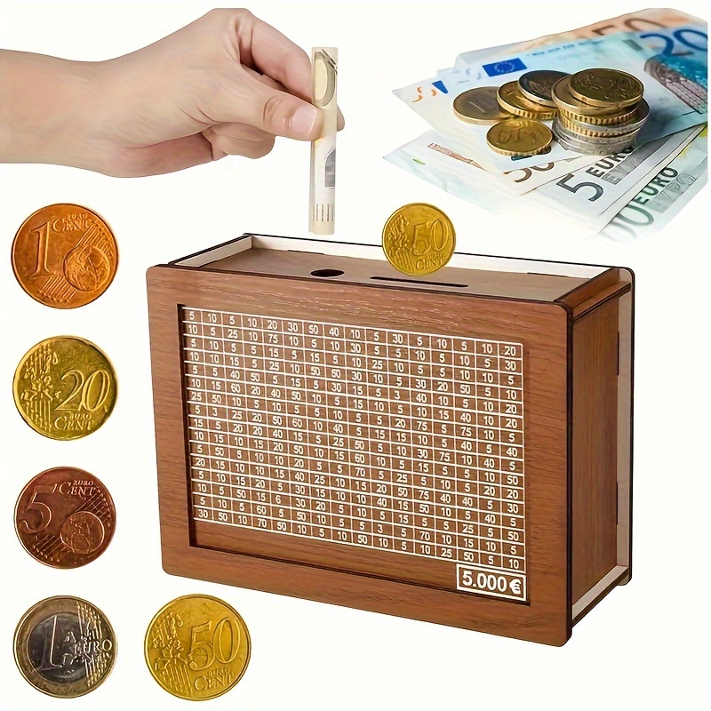 Banque en bois pour économiser de l'argent Enfants Adultes Banque d'argent  Tirelire avec comptoir