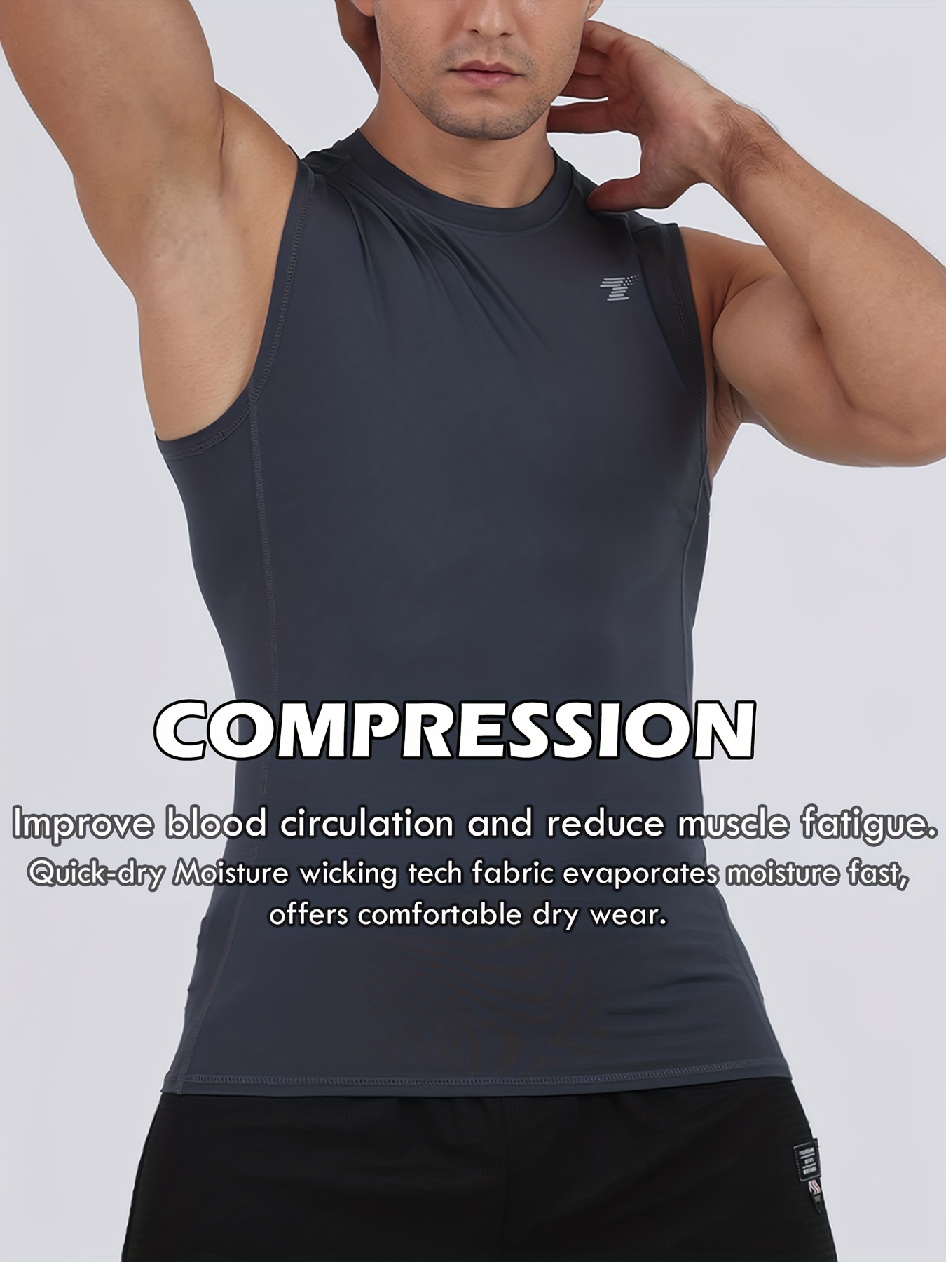 Men's Compression Tank Tops Slim Fit Athletic Muscle Tees Fitness Sleeveless  T-Shirt Cotton Breathable Sport Vest 