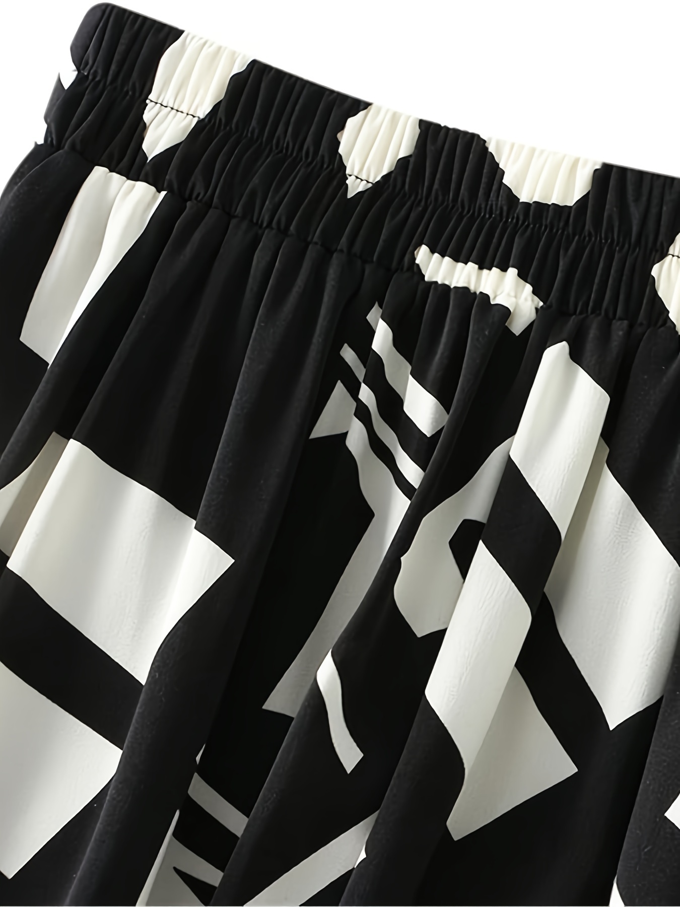 Plus Size Elegant Skirt, Women's Plus Geometric Print Elastic Waist A-line Skirt