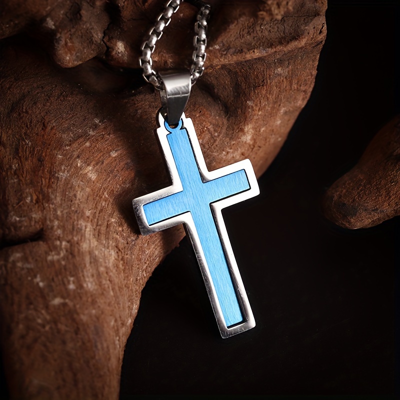 Blue cross deals necklace mens