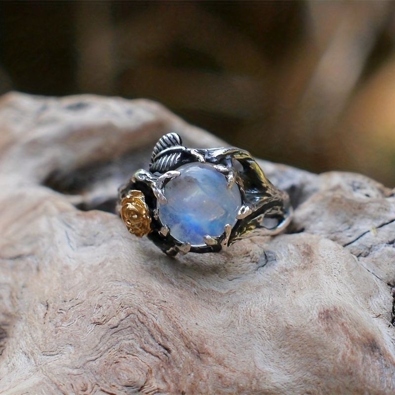Men's Vintage Moonstone Ring, Exotic Design