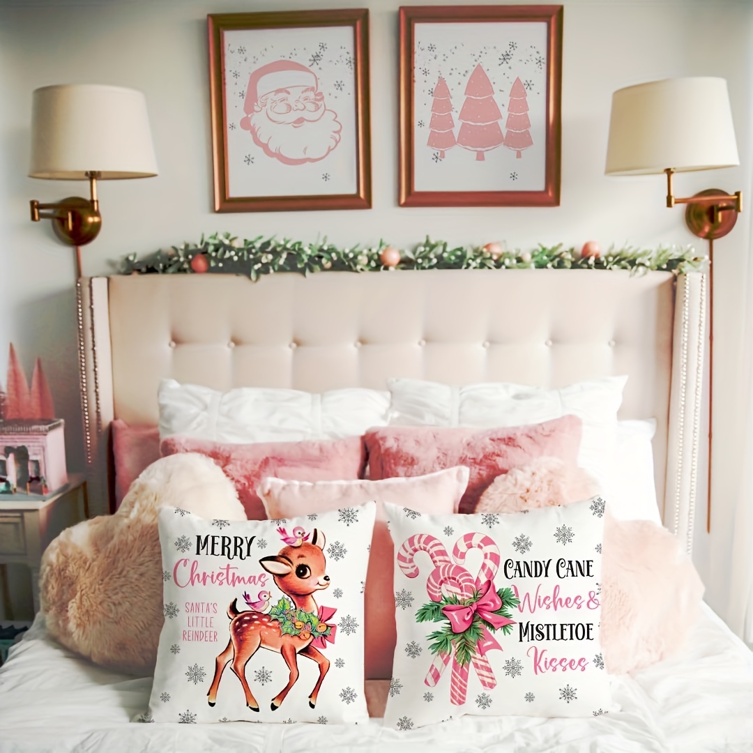Christmas Pillow Covers Vintage Santa Reindeer Candy - Temu