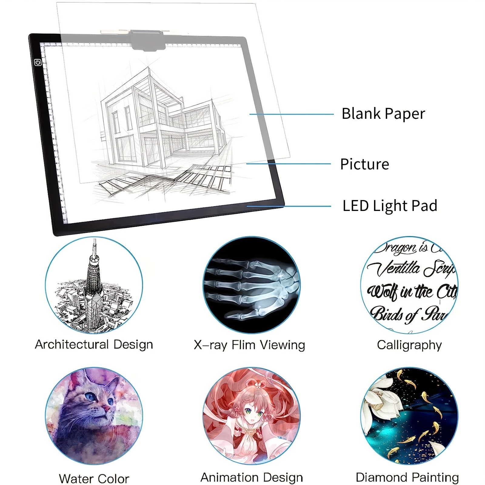  A3 Light Pad for Diamond Painting - Tracing Light Box with  Stand, Stepless Dimmable 3 Levels Brightness Light Board, Ultra-Thin LED  Light Pad for Weeding Vinyl, Drawing, Diamond Painting, Sketching