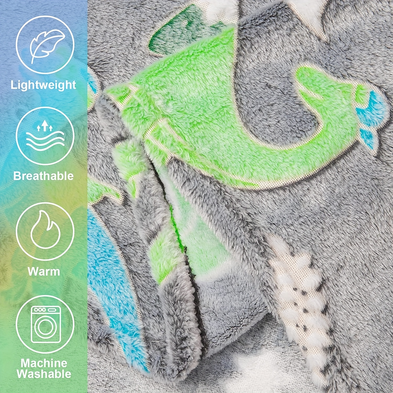 Dino Glow In The Dark Flannel Blanket Soft Throw