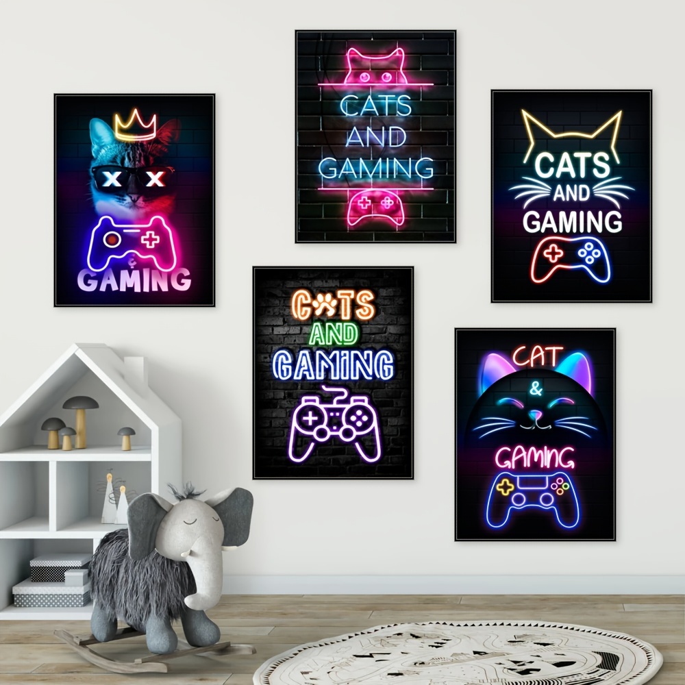 Modern Canvas Poster, Cat Game Controller Canvas Wall Art, Artwork Wall  Painting For Bathroom Bedroom Office Living Room Wall Decor, Home  Decoration, No Frame - Temu