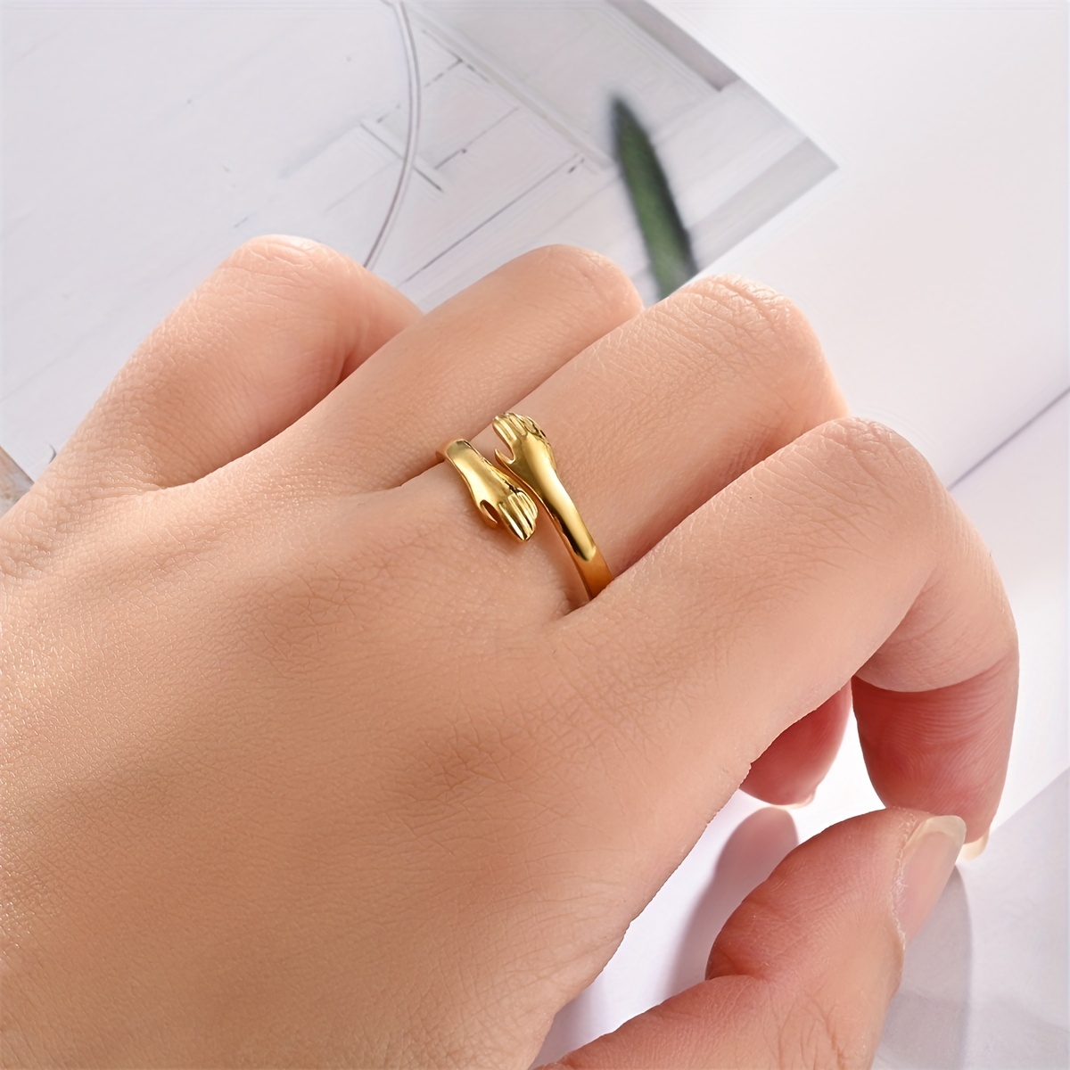 Stainless Steel Hug Ring Decorative Accessories for Men