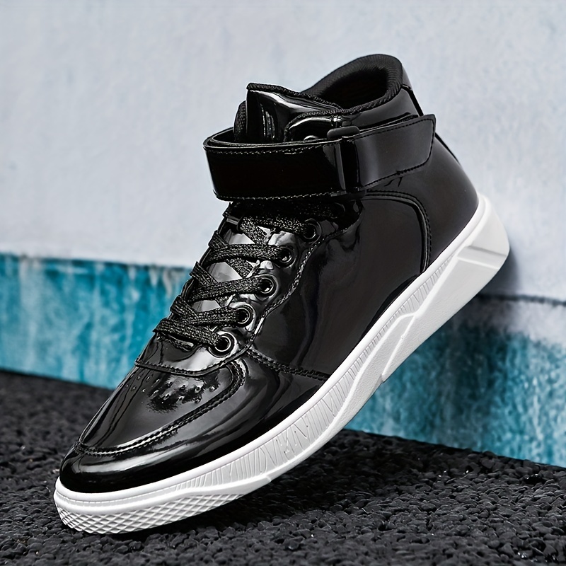 Men's High Top Lace-up Sneakers with Hook and Loop Fastener