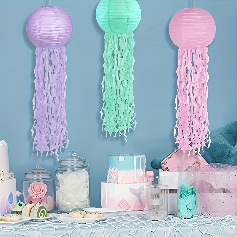 4pcs/Set Mermaid, Jellyfish Themed Paper Lanterns, Ocean Party