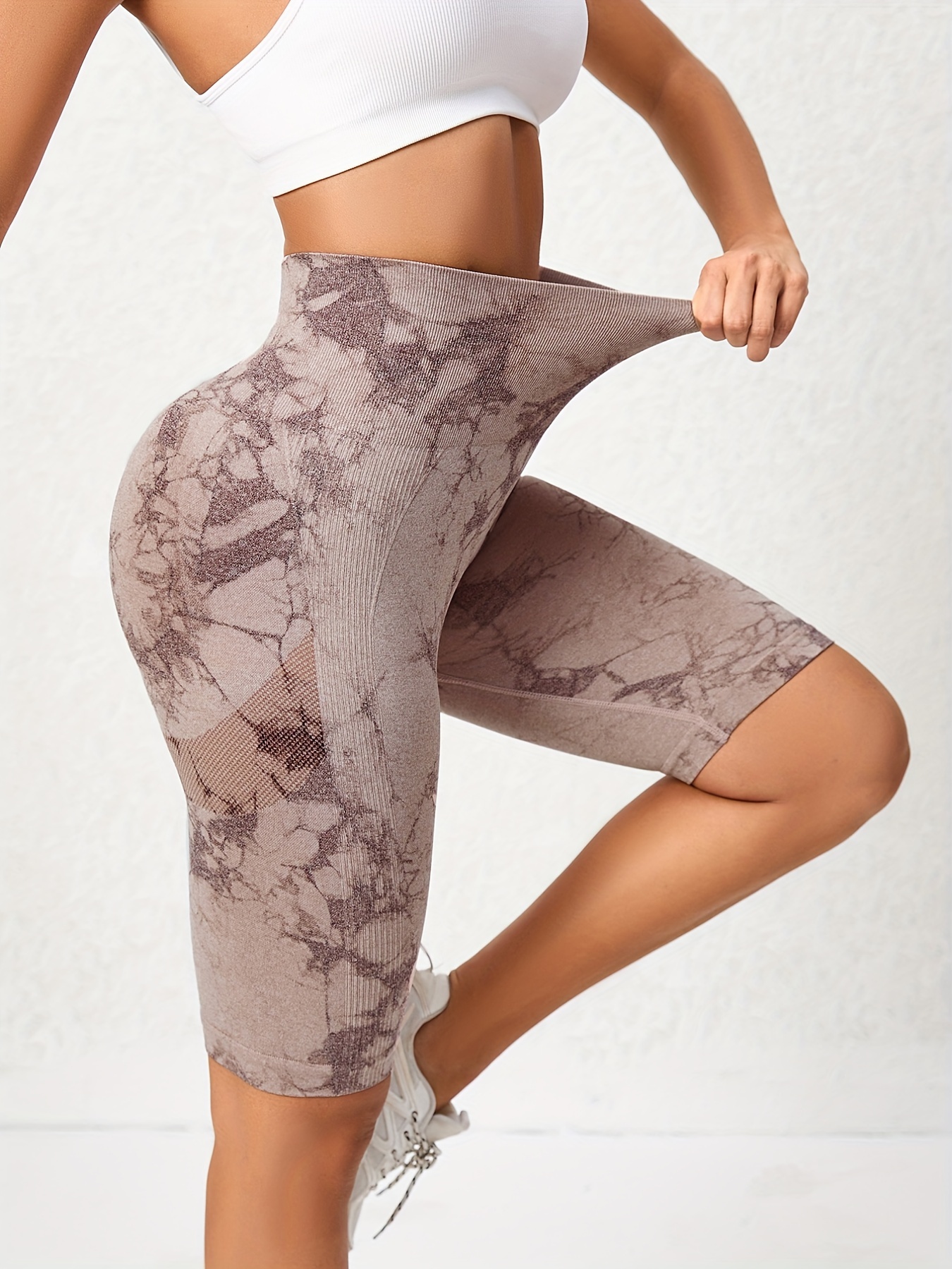 Fashion Marble Print Yoga Sports Pants High Waist Slimming - Temu