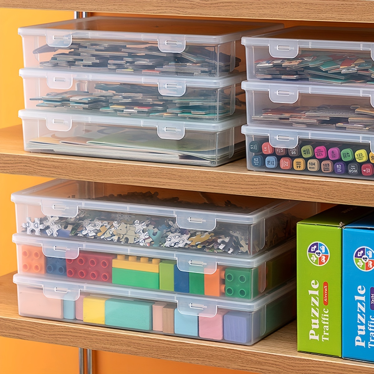Clear Plastic Storage Box With Lid Desktop Book Toy Storage - Temu
