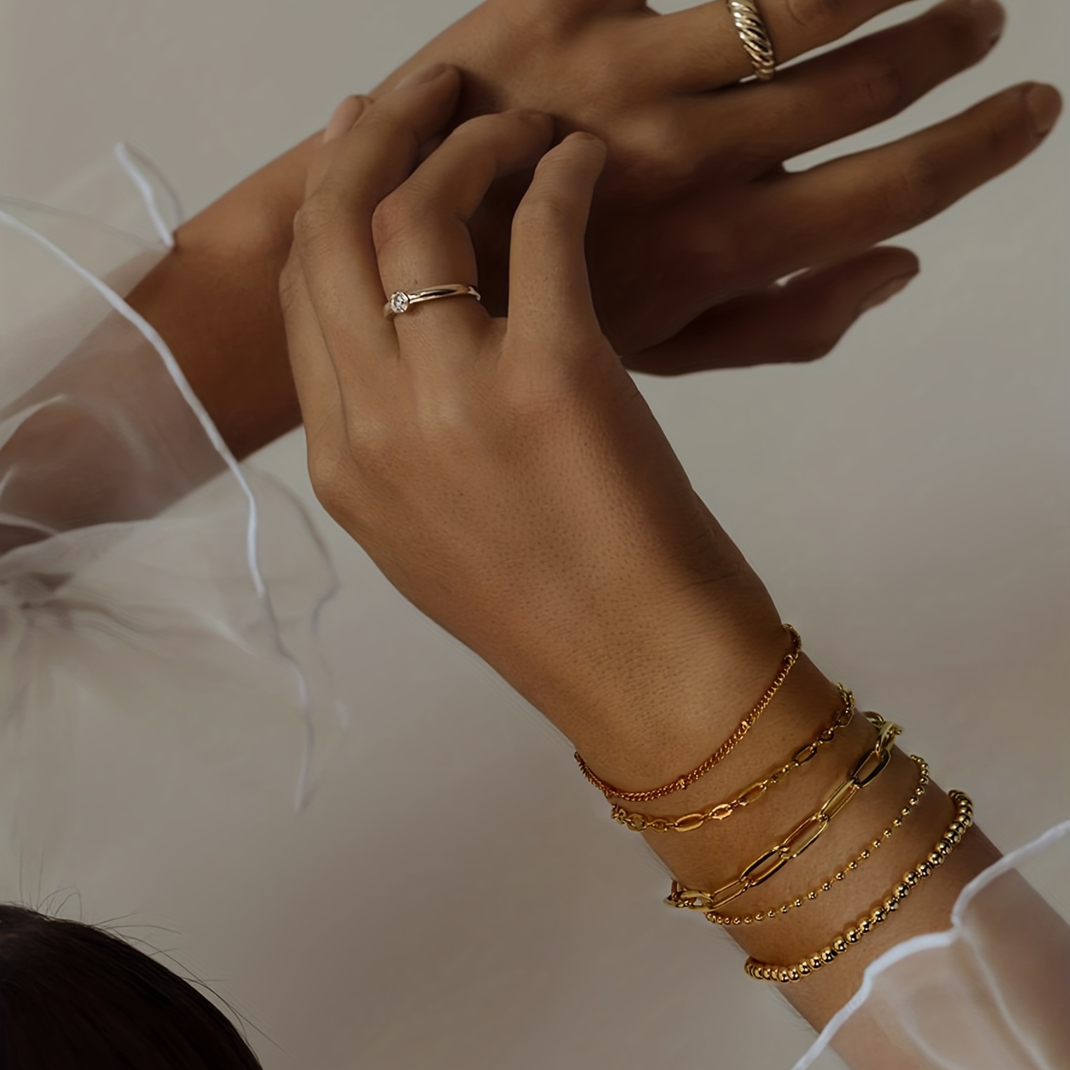 VIMCUPQ Dainty Gold Bracelets for Women & Girls, Adjustable Stackable Gold Chain Bracelet Set, 18K/14K Gold Plated Women Trendy Jewelry Layered Link