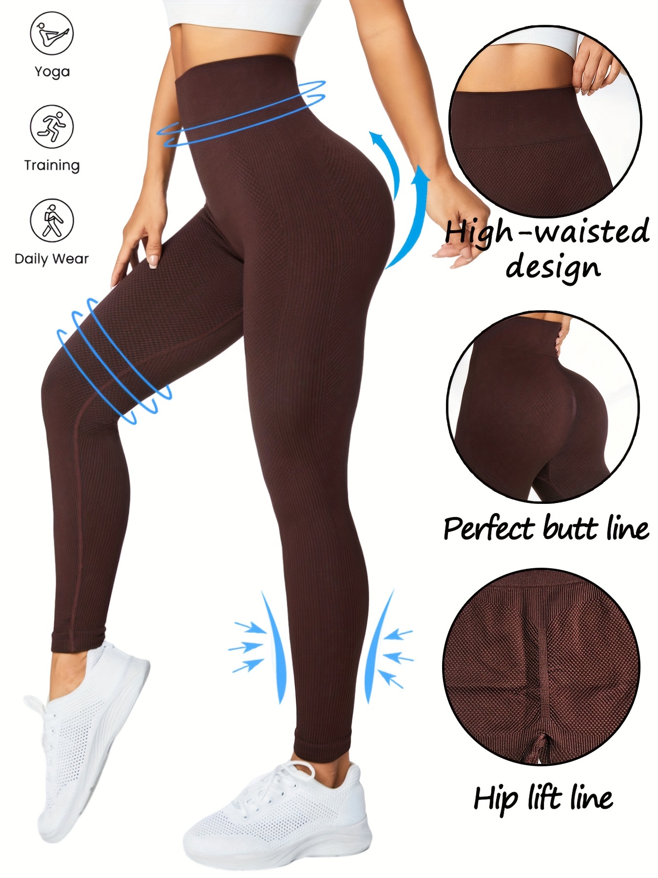 Solid Color Quick Drying Butt Lifting Yoga Pants, High Stretch Running  Workout Sports Leggings, Women's Activewear