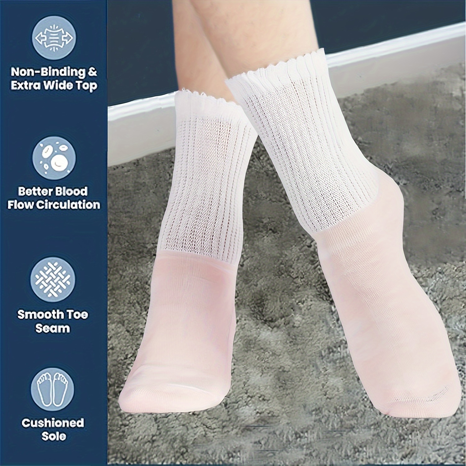 Extra wide Diabetic Ankle Non binding Bamboo Breathable - Temu