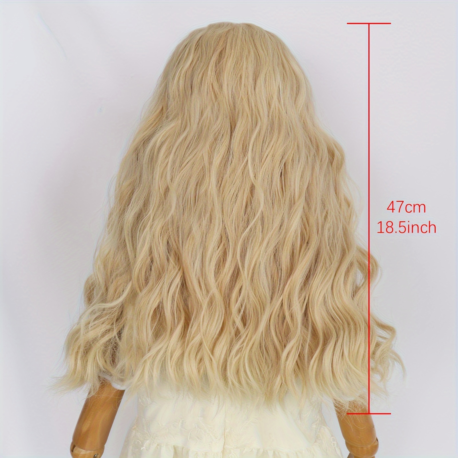 Curly Wavy Medium Length Blonde Wig Synthetic Hair No Bangs Temu