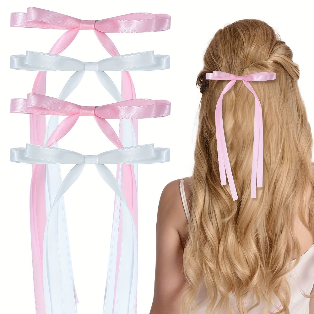 Elegant Ribbon Bow Decor Hair Clips Sweet Cute Bowknot Hair - Temu