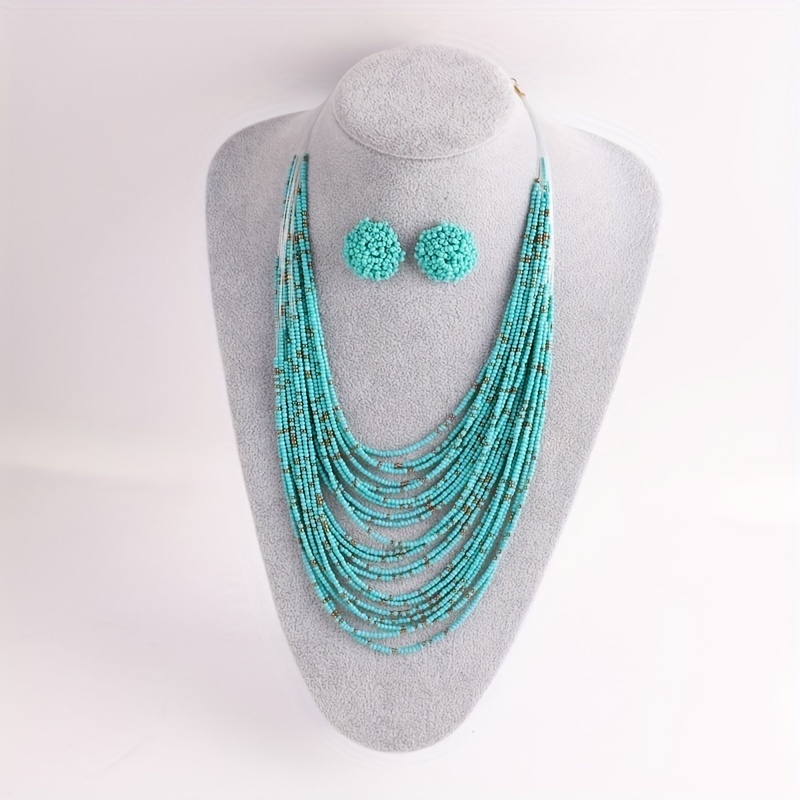 Bohemian Layer Rice Bead Necklace Set