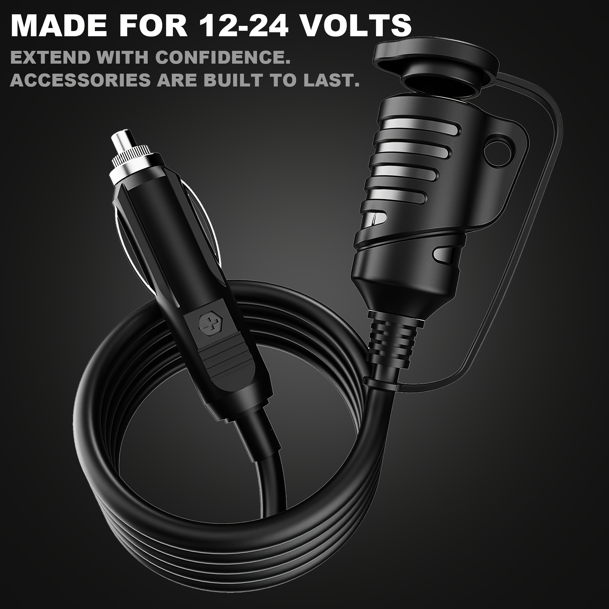 12V Wire Adapter Plug Socket Lead Connector Accessory Cord Car Cigarette  Lighter 3m Extension Cable Black