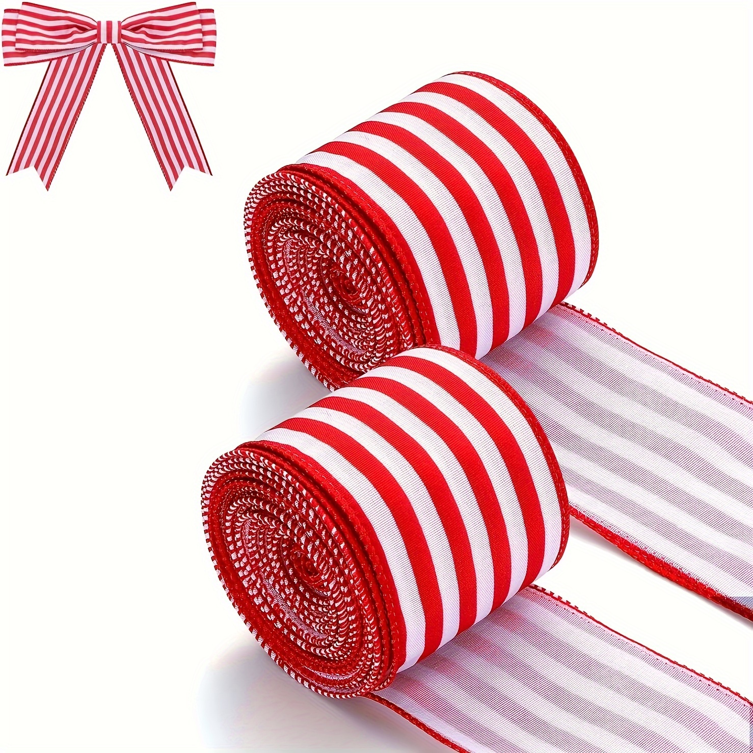 The Ribbon People Red and White Striped Pattern Craft Twine 0.05 x 220  Yards