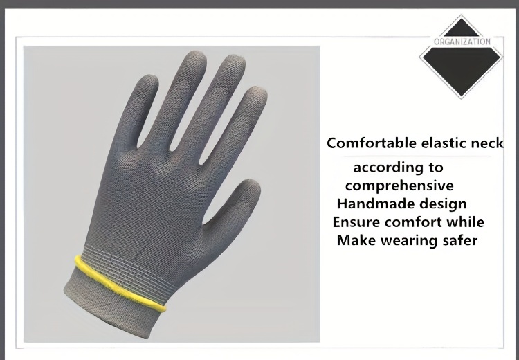 Safety Work Gloves Black Grey Pu Nylon Cotton Gloves - Temu