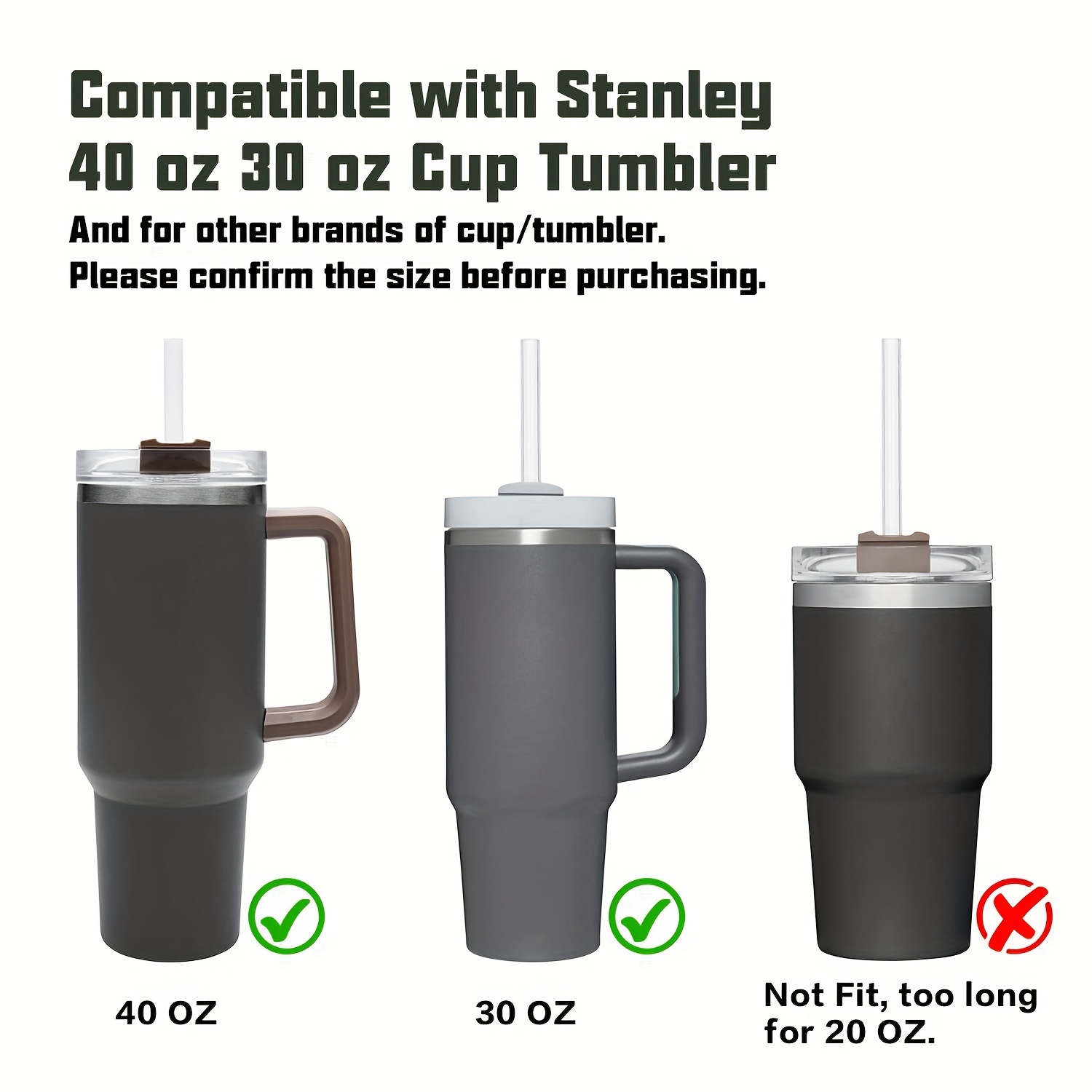 2-Pack Lid for Stanley 40 oz, Straw and Straw Cover cap Compatible