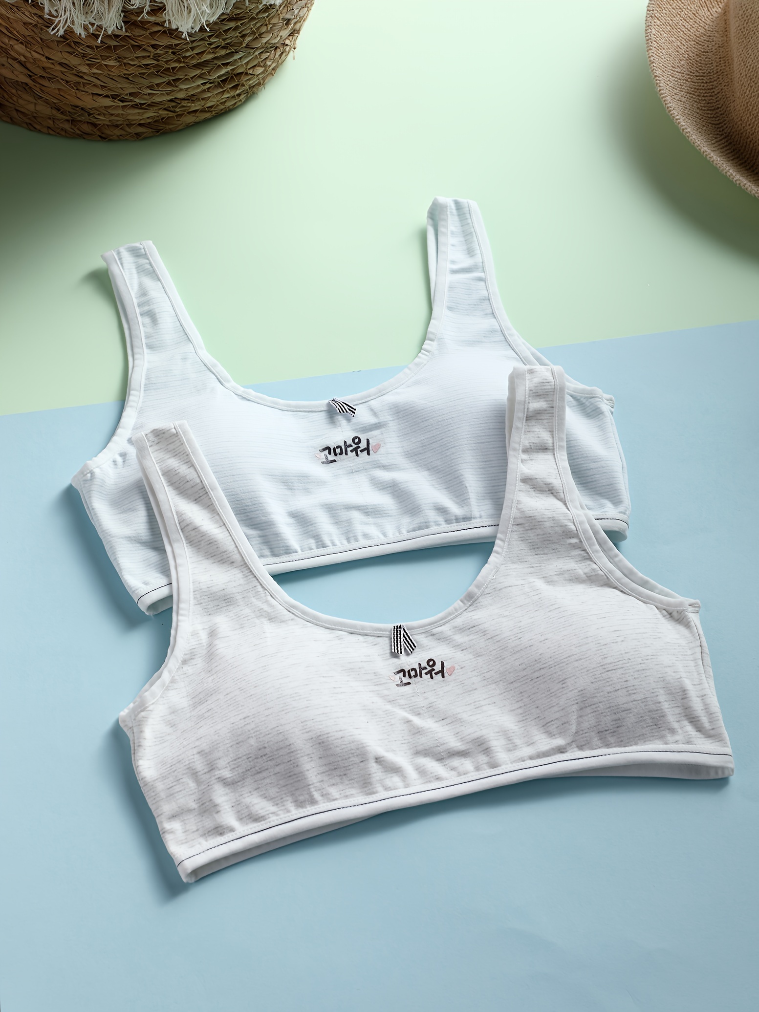 Girls Cotton Breathable Comfortable Bralette + Briefs Set - Temu