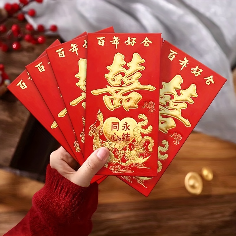 Hot Stamping Red Envelope Chinese Red Envelope Lucky Money - Temu