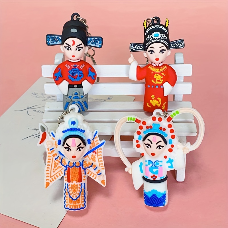 Peking Opera Series Doll Keychain Cute Silicone Key Chain - Temu Canada