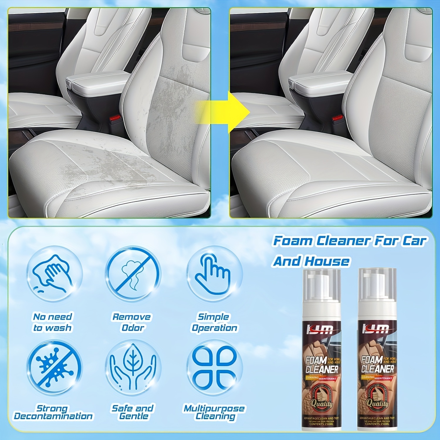 Faux Leather Cleaner Car Interior Dashboard Faux Leather Seat Cleaning  Stain Remover Mildew Renovation Agent - Temu